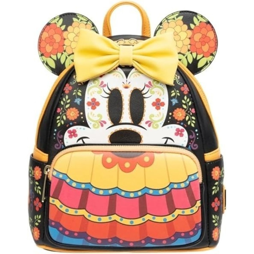 Minnie Mouse Dia de los Muertos Sugar Skull Mini-Backpack Loungefly glows New